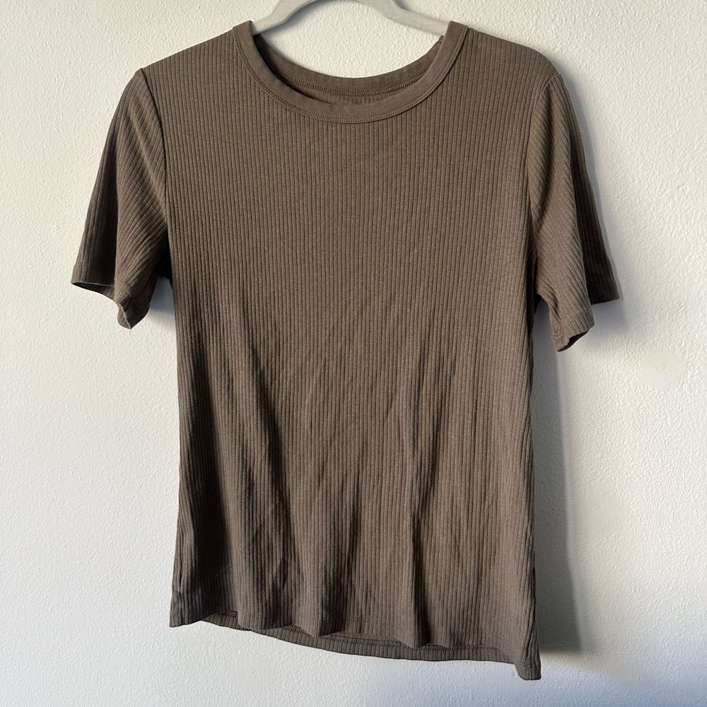 A New Day Ribbed T Shirt large Mauve Purple Brown